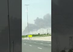 Smoke seen rising from Dubai’s main shipping port after Iran attack | AJ #shorts