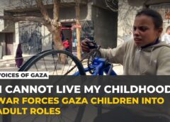 ‘I cannot live my childhood’: Gaza girl works to support family amid war